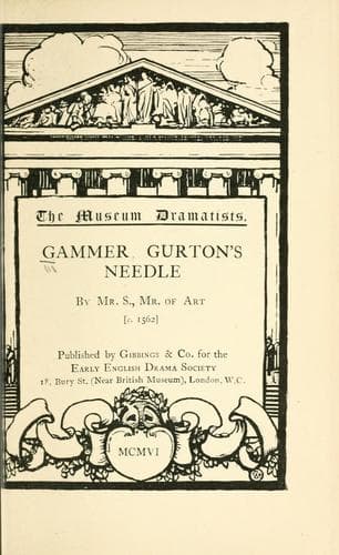 Tapa de Gammer Gurton's needle
