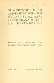 Tapa de Gedächtnisfeier der Universität Wien für Weiland Se. Majestät Kaiser Franz Josef I. am 2. Dezember 1916
