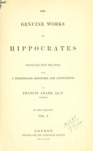 Tapa de The genuine works of Hippocrates