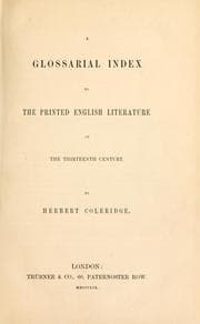 Tapa de A glossarial index to the printed English literature of the thirteenth century