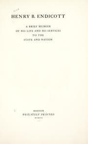 Tapa de Henry B. Endicott : a brief memoir of his life and his services to the state and nation