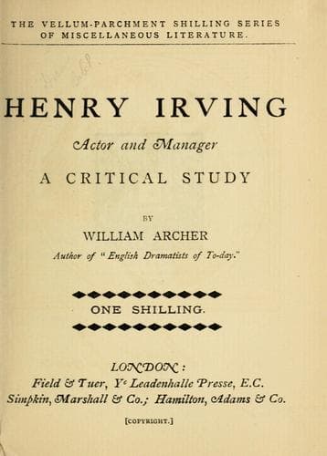 Tapa de Henry Irving, actor and manager