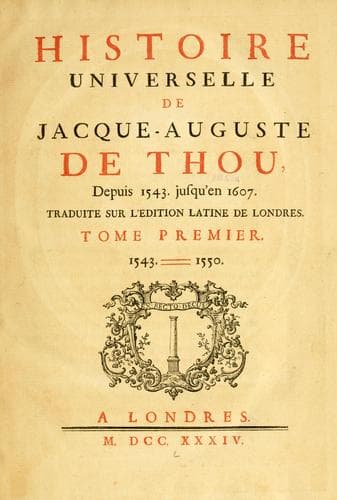 Tapa de Histoire universelle de Jacques-Auguste de Thou