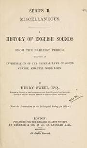 Tapa de A history of English sounds from the earliest period, including an investigation of the general laws of sound change, and full word lists