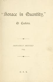 Tapa de "Horace in quantity,"