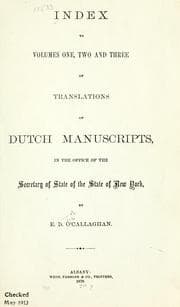 Tapa de Index to volumes one, two and three of translations of Dutch manuscripts