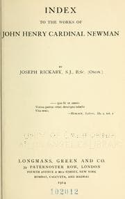 Tapa de An index to the works of John Henry cardinal Newman