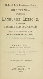 Tapa de Miller's new Swinton's Language lessons