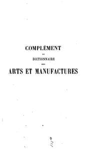Tapa de Complément du dictionnaire des arts et manufactures