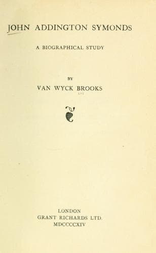 Tapa de John Addington Symonds