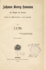 Tapa de Johann Georg Hamann der Magus im Norden
