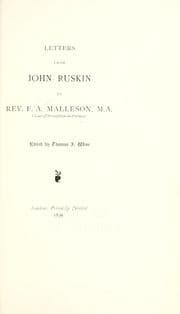 Tapa de Letters from John Ruskin to Rev. F. A. Malleson