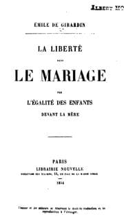 Tapa de La liberté dans le mariage par l'égalité des enfants devant la mère