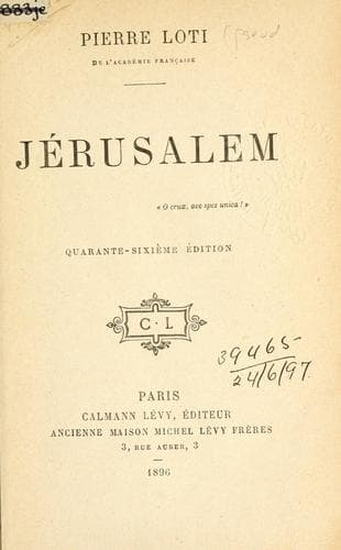 Tapa de Jérusalem [par] Pierre Loti