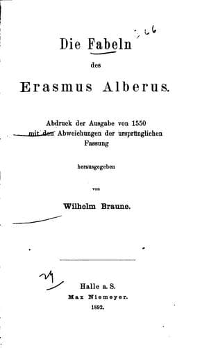 Tapa de Die Fabeln des Erasmus Alberus