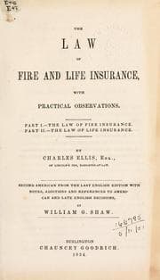 Tapa de The law of fire and life insurance