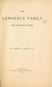 Tapa de The Lawrence family of Groton, Mass