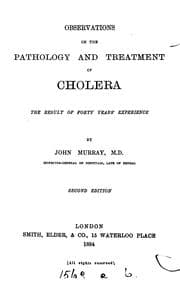 Tapa de Observations on the Pathology and Treatment of Cholera: The Result of Forty Years' Experience