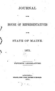 Tapa de Journal of the House of Representatives of the State of Maine