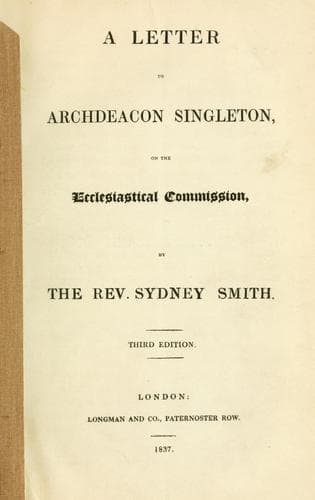 Tapa de A letter to Archdeacon Singleton, on the Ecclesiastical Commission