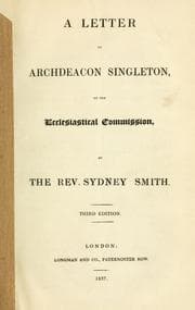 Tapa de A letter to Archdeacon Singleton, on the Ecclesiastical Commission