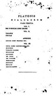 Tapa de Platonis Dialogi graece et latine--Partis tertiae volumen tertium