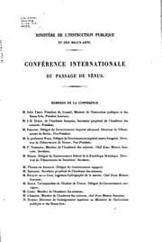 Tapa de Conférence internationale du passage du Vénus: Procès-verbaux