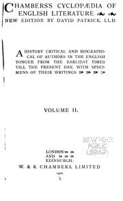Tapa de Chambers's Cyclopaedia of English Literature: A History Critical and Biographical of Authors in ...