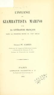 Tapa de L' influence de Giambattista Marino sur la littérature Francaise dans la première moitiè du XVIIe sìecle
