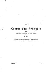 Tapa de Les comédiens français dans les cours d'Allemagne au XVIIIe siècle