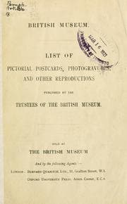 Tapa de List of pictorial postcards, photogravures, and other reproductions published by the Trustees of the British Museum