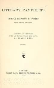 Tapa de Literary pamphlets chiefly relating to poetry from Sidney to Byron
