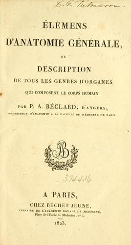 Tapa de Élémens d'anatomie générale
