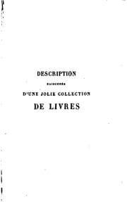 Tapa de Description raisonnée d'une jolie collection de livres