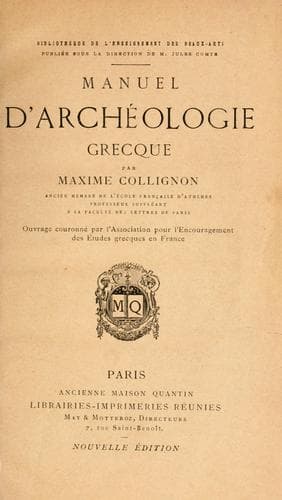 Tapa de Manuel d'archéologie grecque