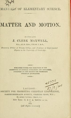 Tapa de Matter and motion.