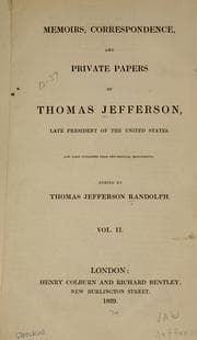Tapa de Memoirs, correspondence, and private papers of Thomas Jefferson