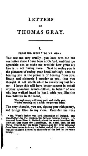 Tapa de The letters of Thomas Gray, chronologically arranged from the Walpole and Mason collections