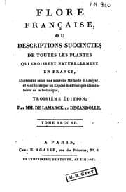 Tapa de Flore française, ou Descriptions succinctes de toutes les plantes qui ...