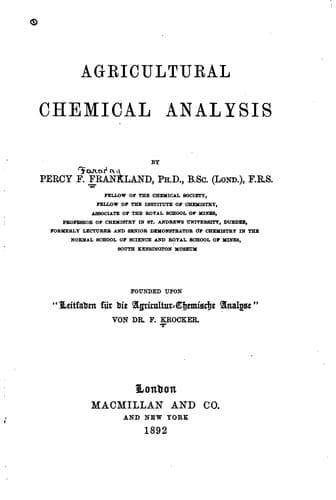 Tapa de Agricultural Chemical Analysis