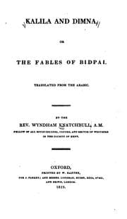 Tapa de Kalila and Dimna, Or, The Fables of Bidpai