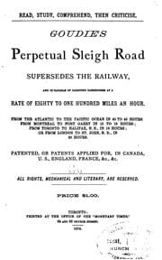 Tapa de Goudie's Perpetual Sleigh Road Supersedes the Railway: And is Capable of Carrying Passengers at ...