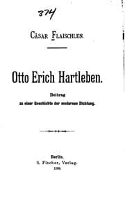 Tapa de Otto Erich Hartleben: Beitrag zu einer Geschichte der modernen Dichtung
