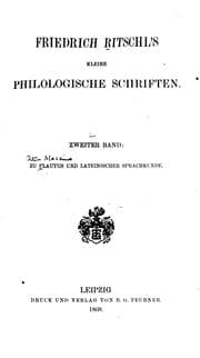 Tapa de Kleine philologische Schriften