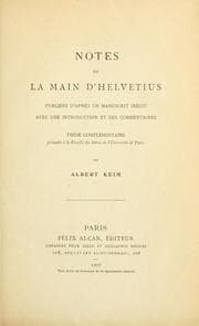 Tapa de Notes de la main d'Helvetius