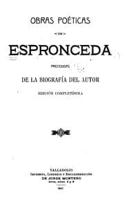 Tapa de Obras poéticas de Espronceda: ; precedidas de la biografía del autor