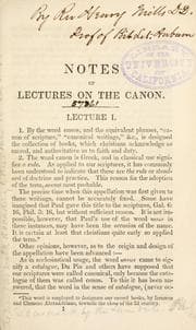Tapa de Notes of lectures on the canon