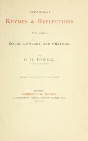 Tapa de Occasional rhymes and reflections upon subjects social, literary and political