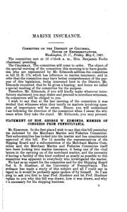 Tapa de Marine Insurance: Hearings Before the Committee on the District of Columbia ...
