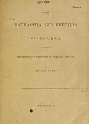 Tapa de On the Batrachia and Reptilia of Costa Rica